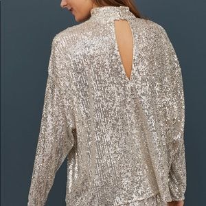 Sequined Top With High Collar